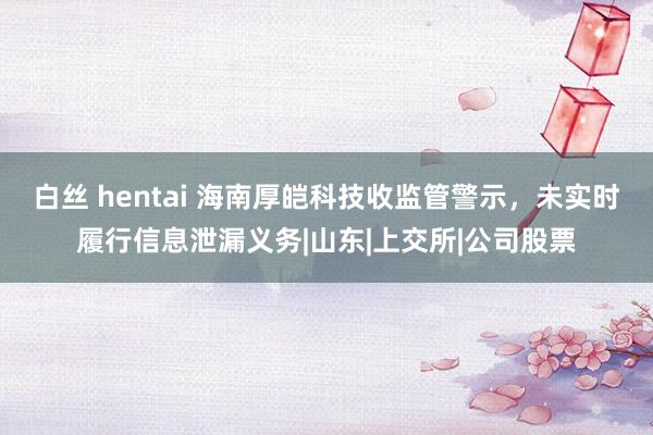 白丝 hentai 海南厚皑科技收监管警示，未实时履行信息泄漏义务|山东|上交所|公司股票