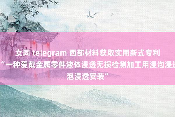 女同 telegram 西部材料获取实用新式专利授权：“一种爱戴金属零件液体浸透无损检测加工用浸泡浸透安装”