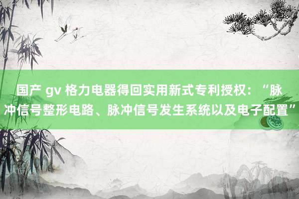 国产 gv 格力电器得回实用新式专利授权：“脉冲信号整形电路、脉冲信号发生系统以及电子配置”