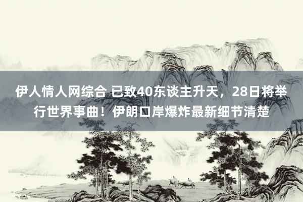 伊人情人网综合 已致40东谈主升天，28日将举行世界事曲！伊朗口岸爆炸最新细节清楚