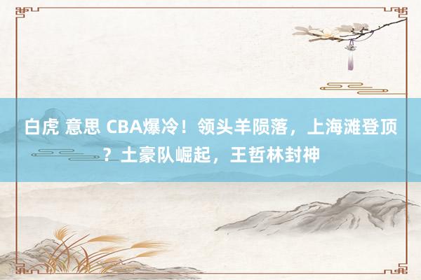 白虎 意思 CBA爆冷！领头羊陨落，上海滩登顶？土豪队崛起，王哲林封神