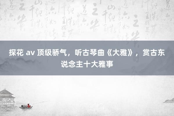 探花 av 顶级骄气，听古琴曲《大雅》，赏古东说念主十大雅事