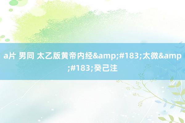 a片 男同 太乙版黄帝内经&#183;太微&#183;癸己注